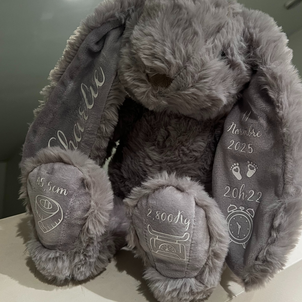 🐰 Lapin de naissance personnalisé – Un souvenir tendre et unique
