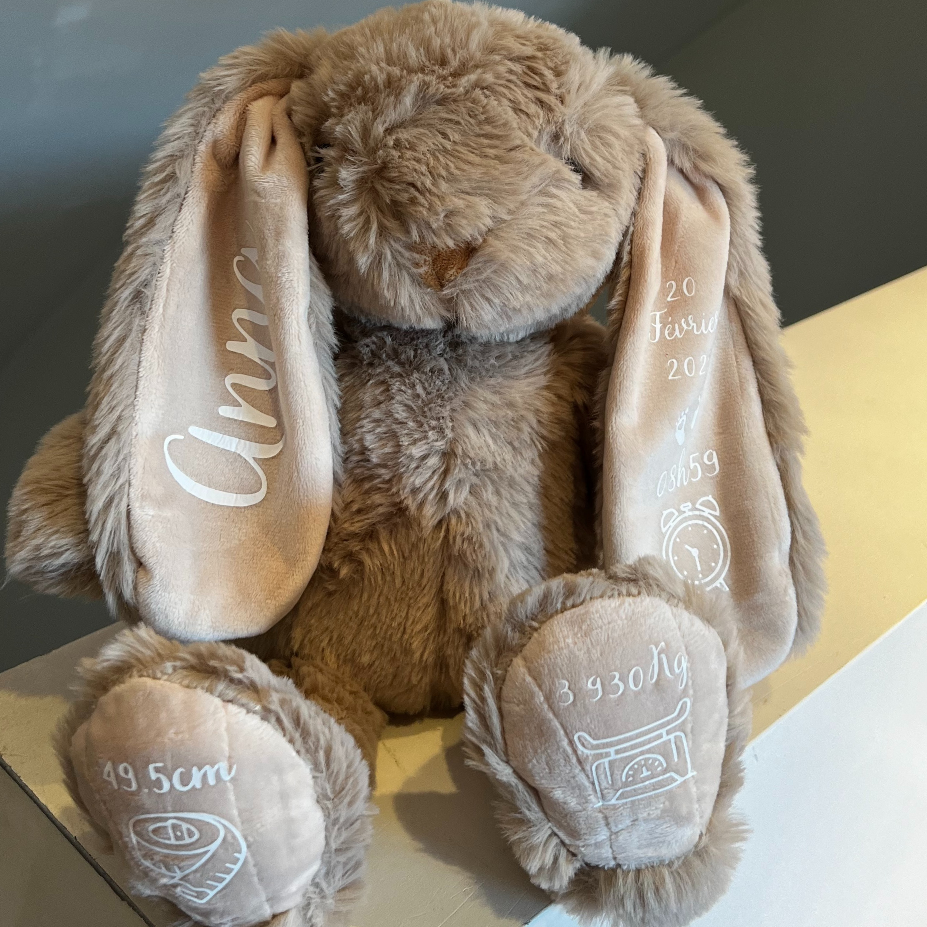 🐰 Gepersonaliseerd babykonijntje – Een lief en uniek aandenken