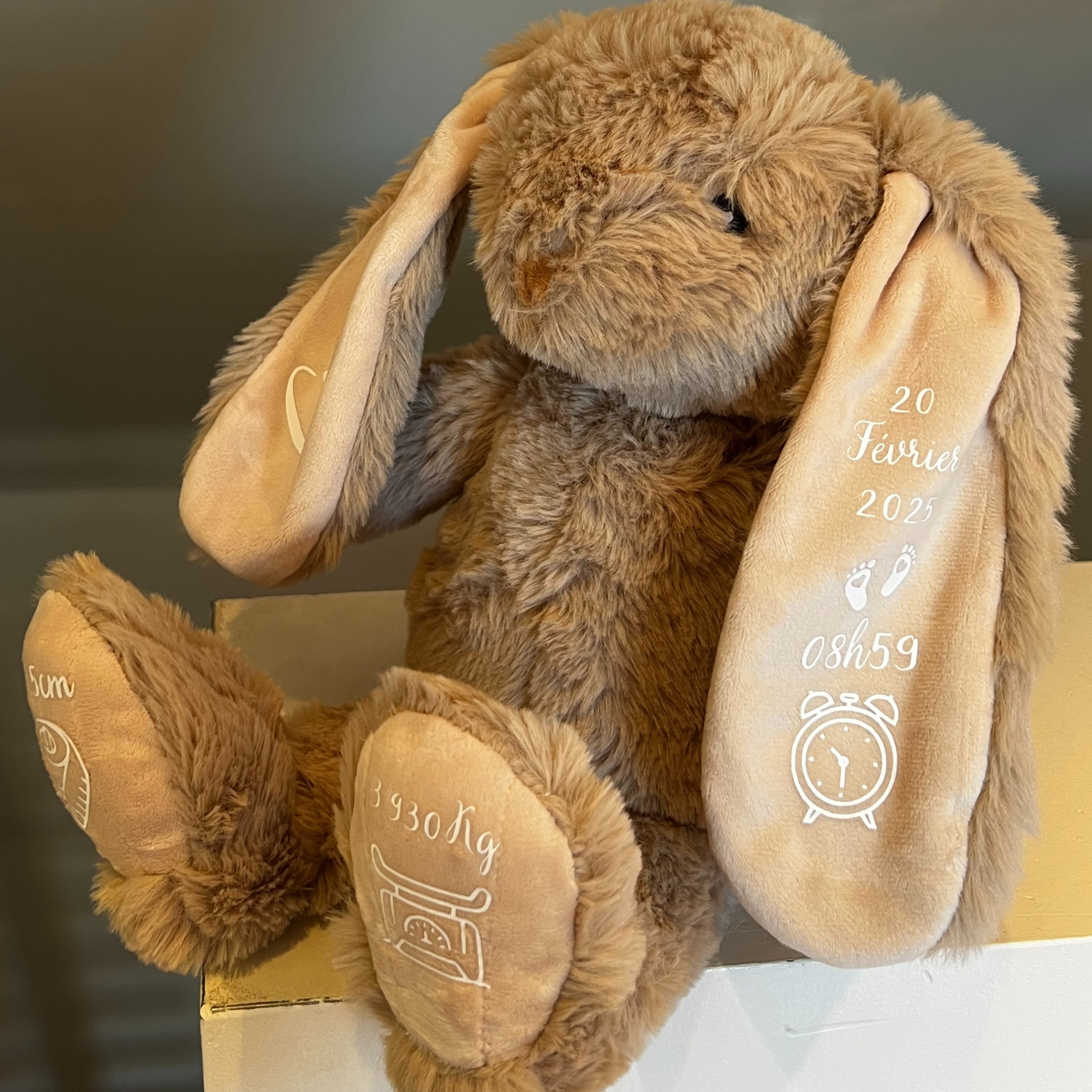 🐰 Gepersonaliseerd babykonijntje – Een lief en uniek aandenken
