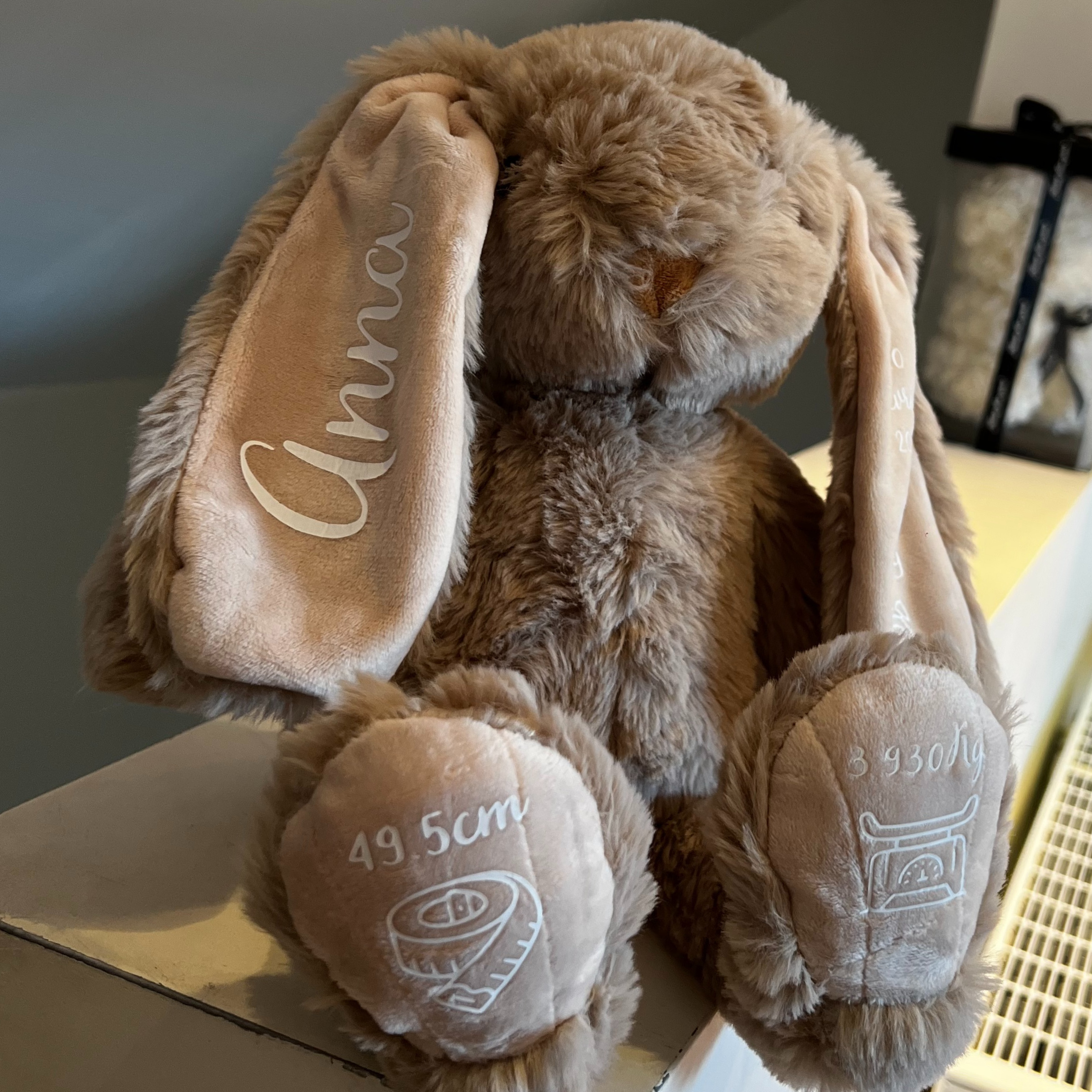 🐰 Gepersonaliseerd babykonijntje – Een lief en uniek aandenken