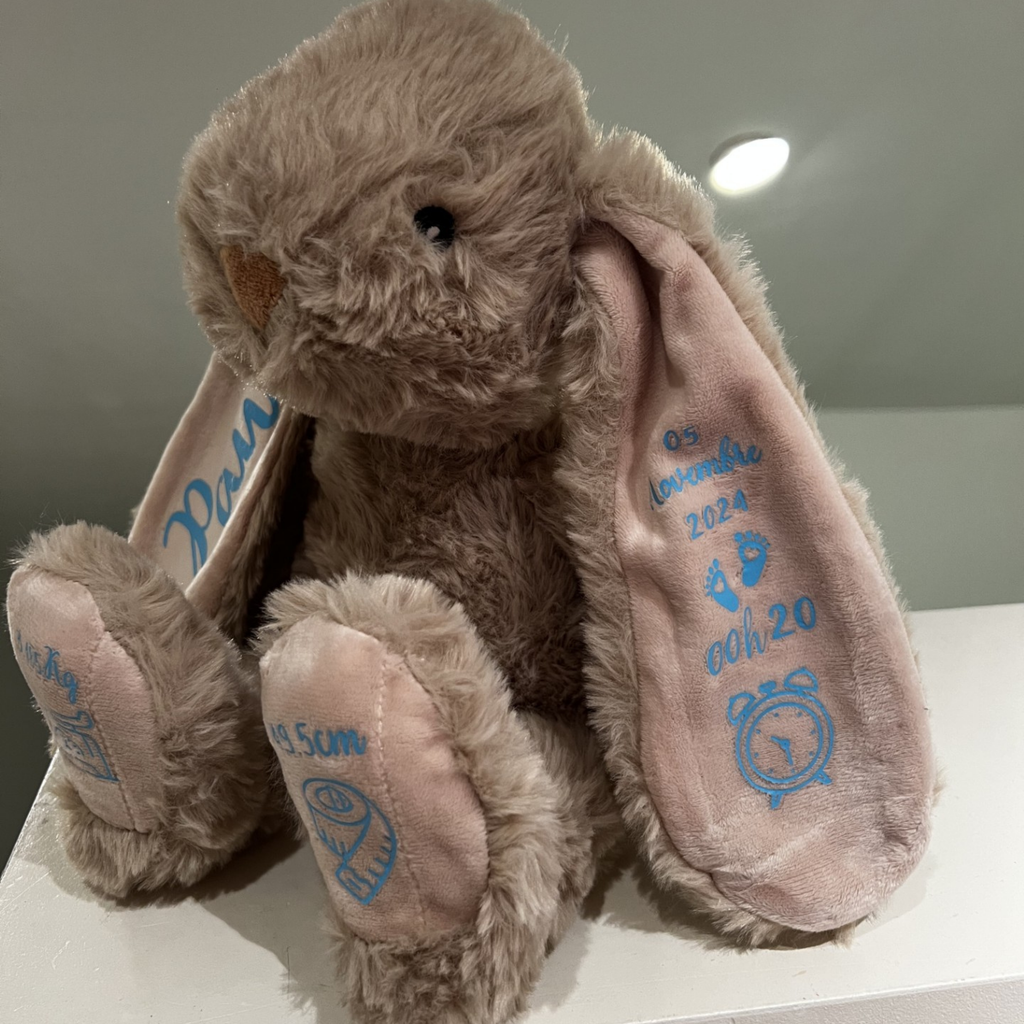 🐰 Lapin de naissance personnalisé – Un souvenir tendre et unique