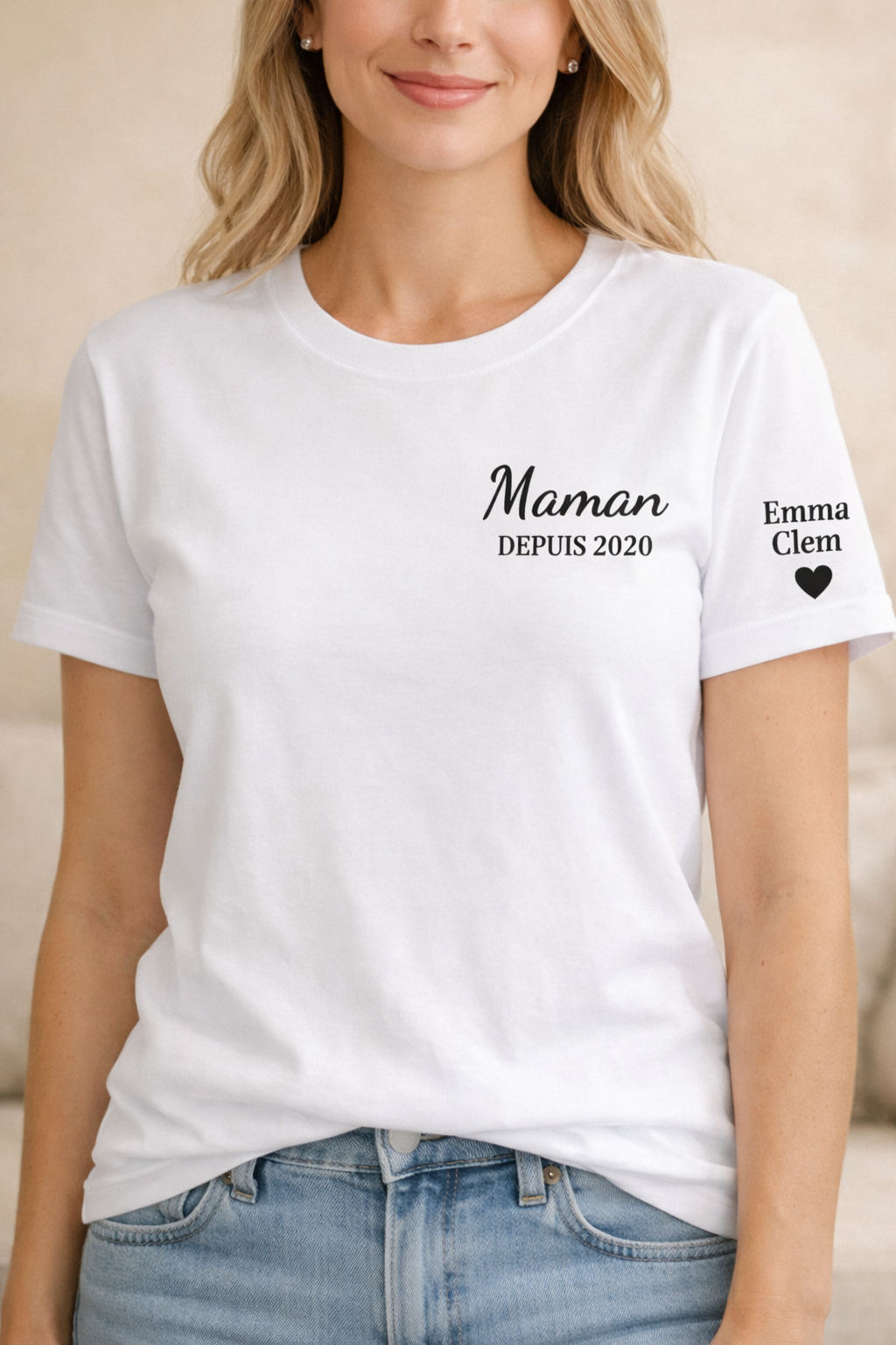 T-shirt Personnalisé « Maman depuis [année] » – Cadeau tendre et unique