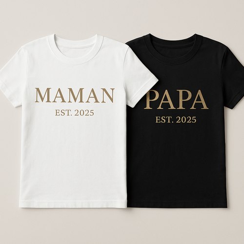 T-shirt Personnalisé MAMAN / PAPA – EST. [Année]