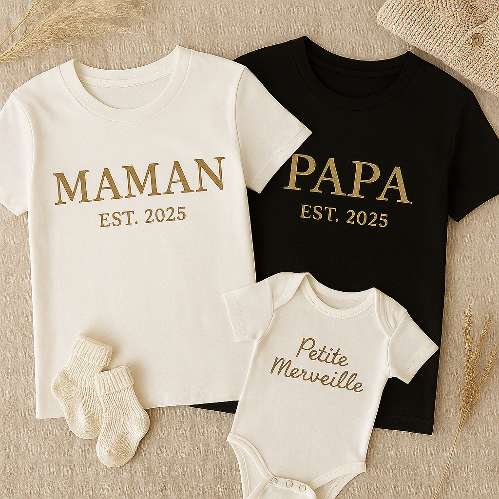 T-shirt Personnalisé MAMAN / PAPA – EST. [Année]