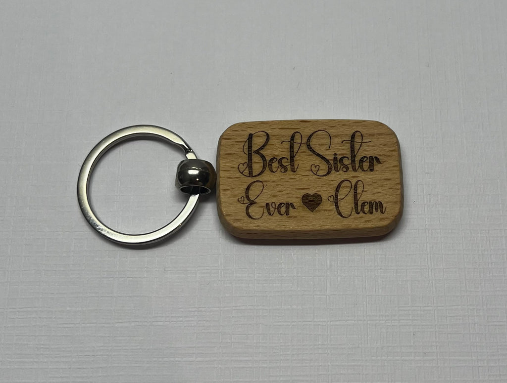 ✨ Porte-clés en bois gravé – Texte personnalisé