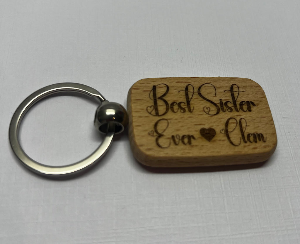 ✨ Porte-clés en bois gravé – Texte personnalisé