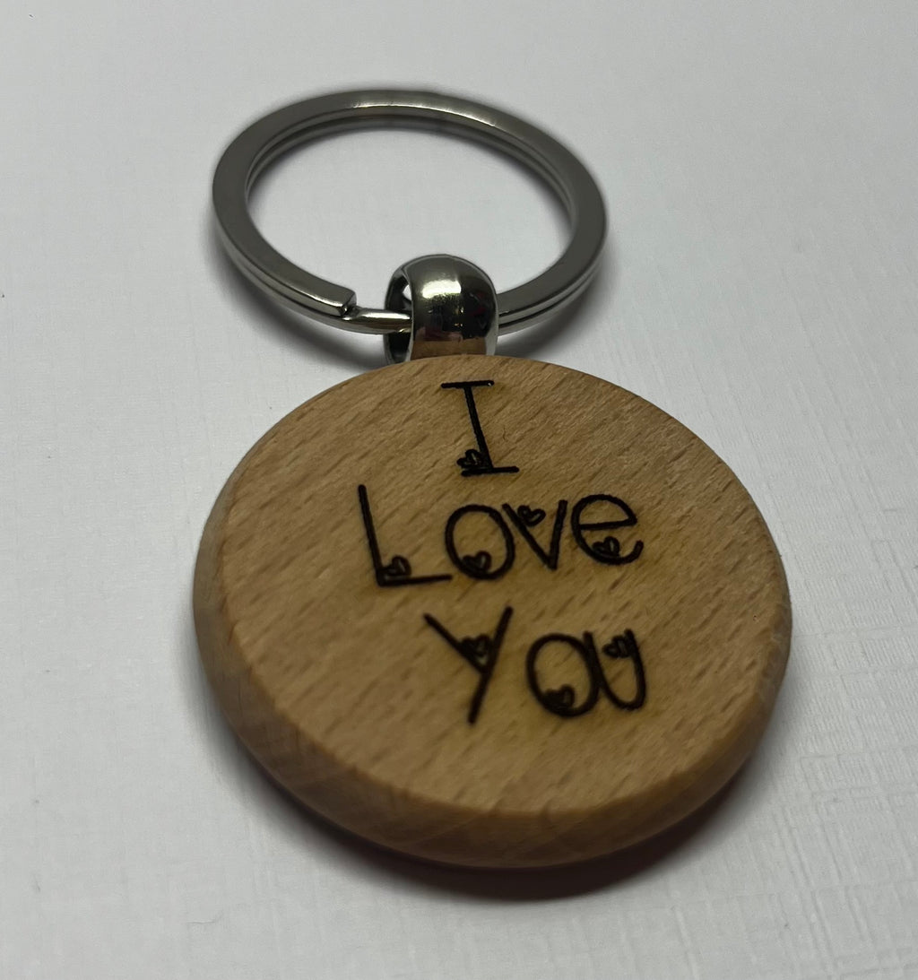 ✨ Porte-clés en bois gravé – Texte personnalisé