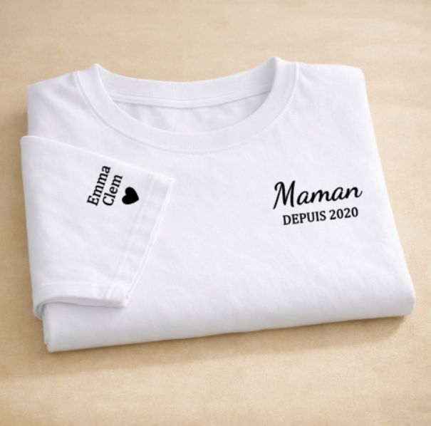 T-shirt Personnalisé « Maman depuis [année] » – Cadeau tendre et unique
