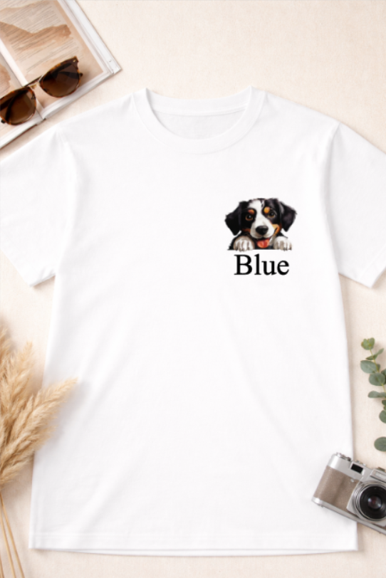 T-shirt chien personnalisé avec prénom – 9 chiens au choix | Cadeau original amoureux des chiens